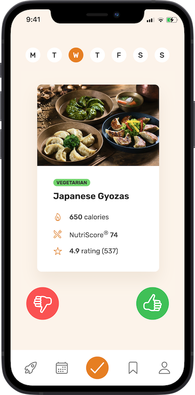 iPhone app
meal approving plan screen